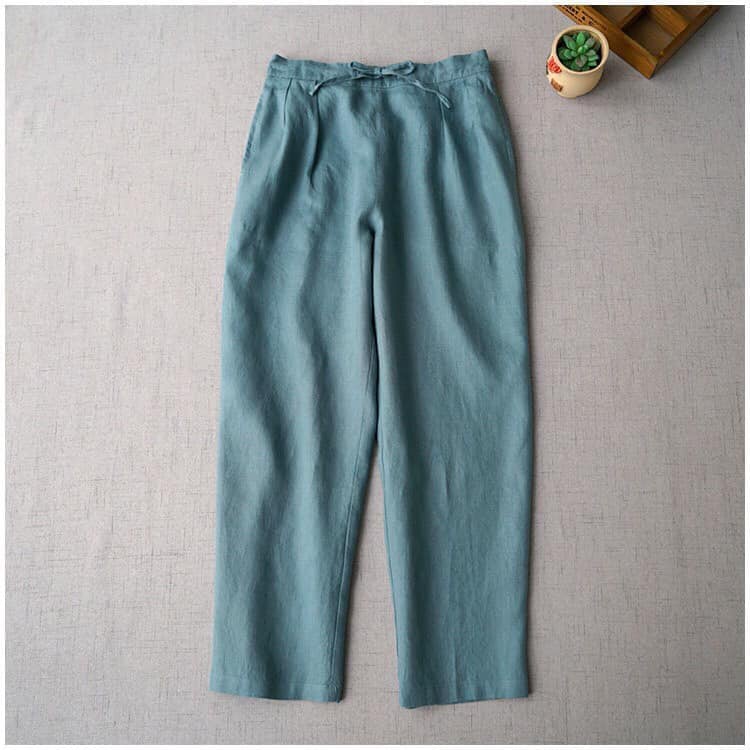Quần Nữ Ống Rộng Dáng Dài Chất Liệu Linen Mặc Thoáng Mát Thoải Mái