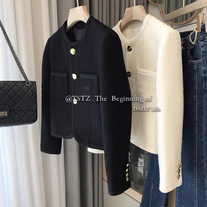 Khoác dạ tweed form ngắn siêu tôn dáng