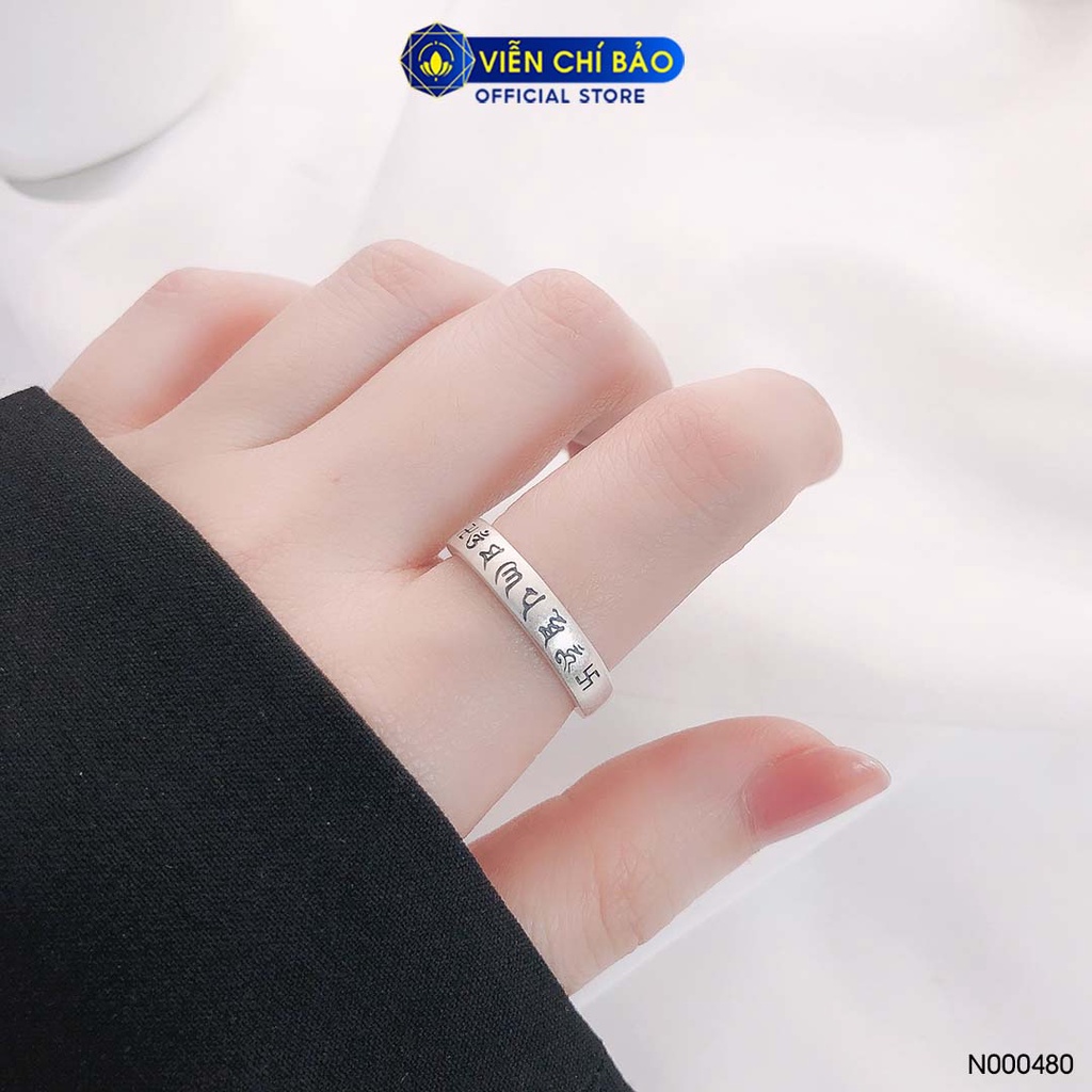 Nhẫn bạc nữ Lục tự chân ngôn bạc Thái 925 thời trang phụ kiện trang sức nữ thương hiệu Viễn Chí Bảo N000480