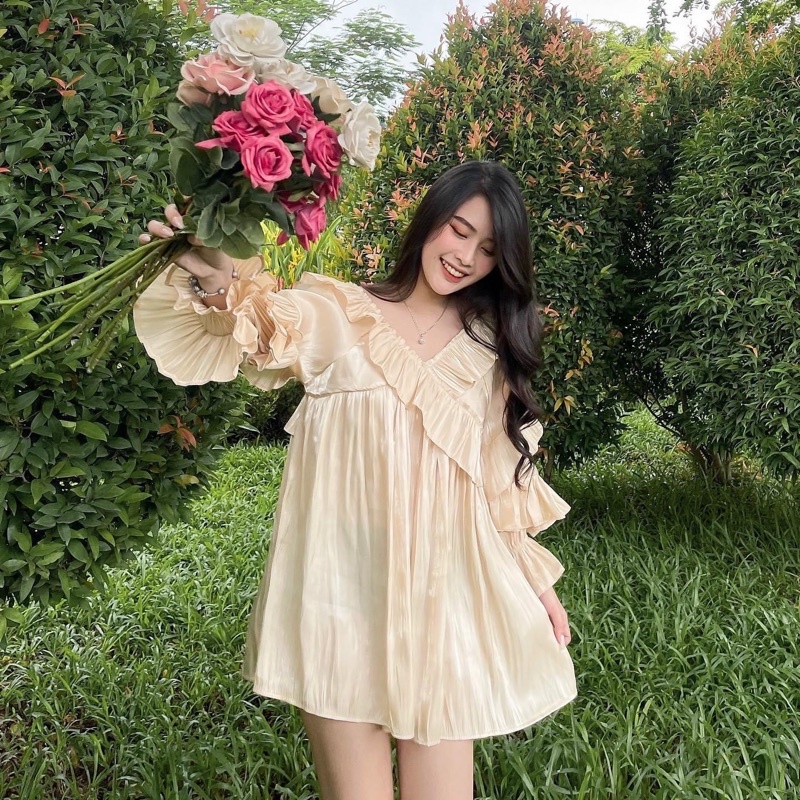 ĐẦM KIỂU BETTA DRESS tay phồng thiết kế bánh bèo sang chảnh thoải mái form suông chuẩn dễ mặc chất vải organza