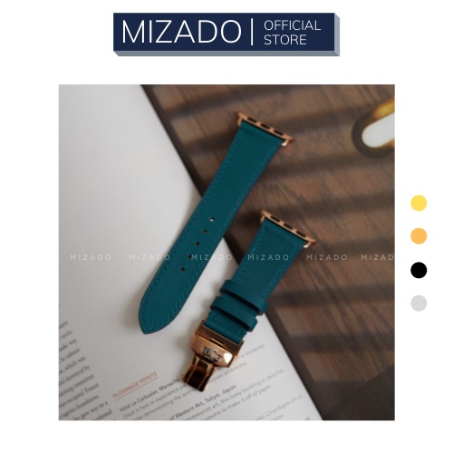 Dây da thủ công Swift Xanh Ngọc dành cho Apple Watch, đồng hồ thông minh, đồng hồ cơ MIZADO