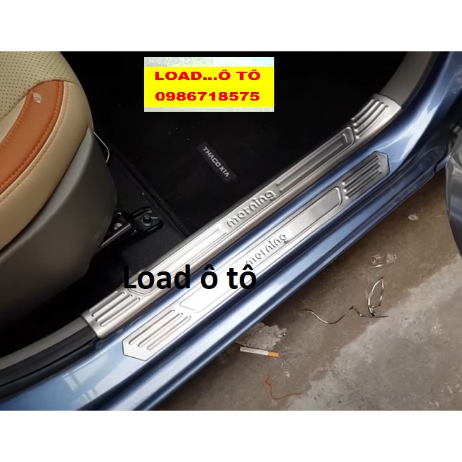 Ốp Bậc Cửa, Nẹp Bước Chân Trong Ngoài Kia Morning 2015-2021 Chất Liệu Inox Cao Cấp Load Ô Tô