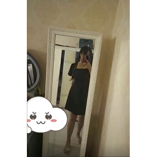 Đầm cổ vuông hở lưng cột nơ eo