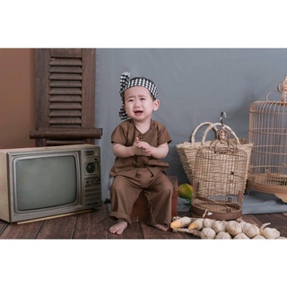 Bà Ba Khăn Rằn Bộ Đồ Nông dân cho bé