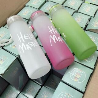 Bình nước thủy tinh nhiêù màu Hello Master 450 ml