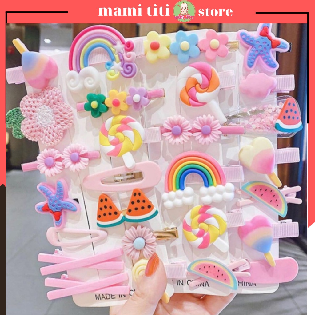 Kẹp tóc cho bé, set 14 kẹp tóc cho bé gái phiên bảnHàn Quốc PK54