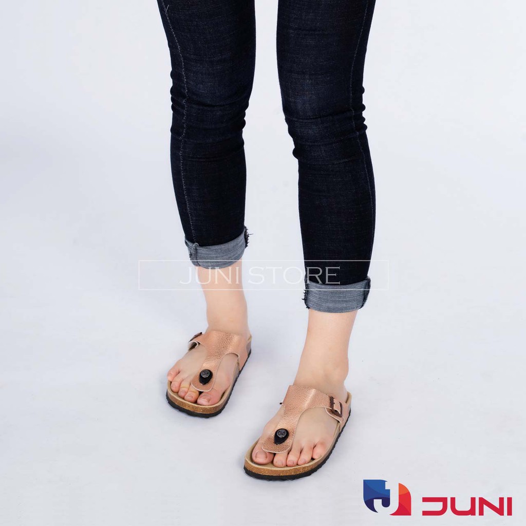 [DA BÒ THẬT] D07- Dép Sandal nam/nữ xỏ ngón Birken Bioline Unisex (Đế trấu) - Juni Store