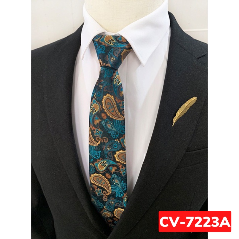 Calavat Nam 7cm thắt sẵn khóa kéo màu xanh đậm, Cavat công sở, Cà vạt chú rể, Cravat dự tiệc CV-7223