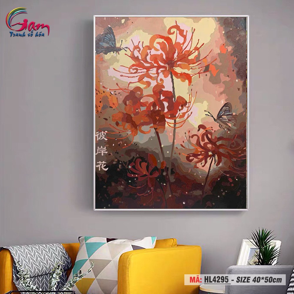 Tranh trang trí tự tô màu theo số Gam Hoa bỉ ngạn HL4295