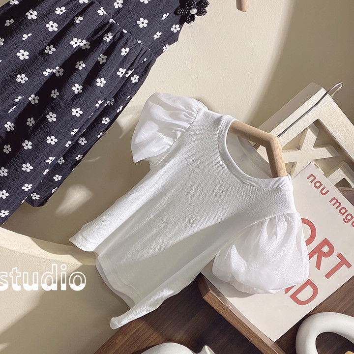 Set Áo Thun Ngắn Tay + Chân Váy Hoa Thời Trang Hàn Quốc Cho Bé Gái