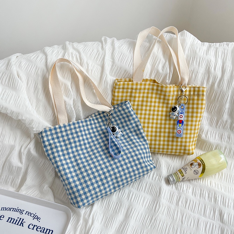 Túi vải hoạ tiết Caro, Túi xách Tote 2022 siêu xinh