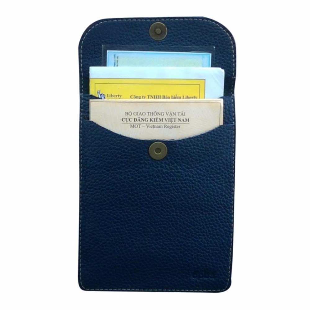 Ví Đăng Kiểm Oto Màu Xanh Navy Da Bò Thật