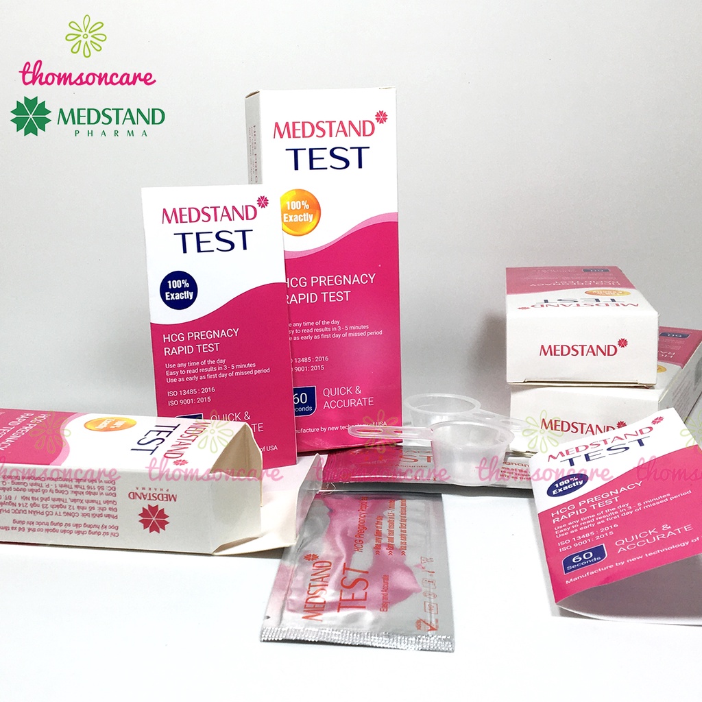 Que thử thai Test Medstand, giúp phát hiện có thai sớm test nhanh, chính xác 100% sau 60 giây - Combo 3 Que - có che tên