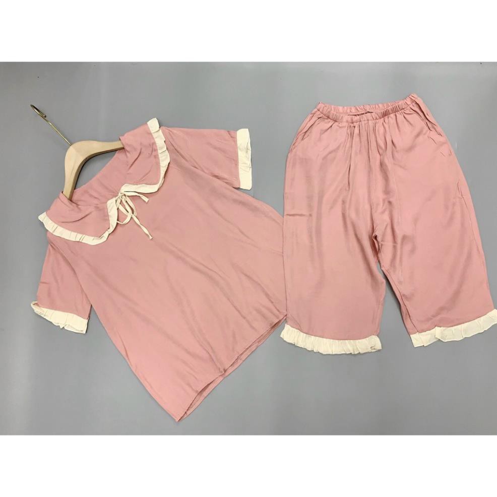 Bộ Ngủ Pijama Tay Ngắn -Đồ Mặc Nhà -Vải Đũi Thái Loại 1-[Kèm Ảnh Thật Sp]