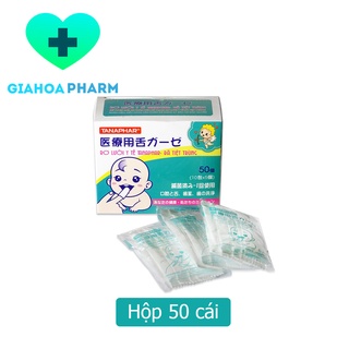 Gạc rơ lưỡi Tanaphar Hộp 50 cái - Gạc y tế tiệt trùng xỏ ngón, vệ sinh lưỡi