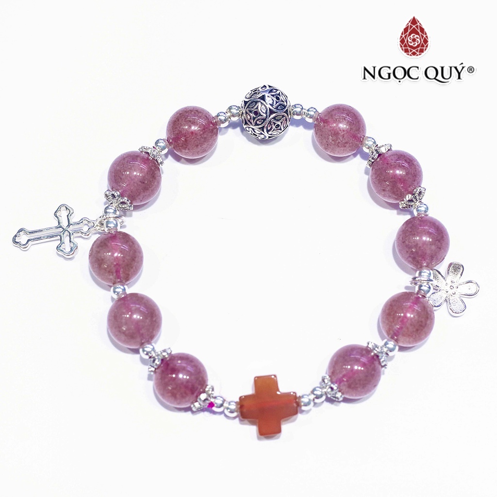 Vòng mân côi TA dâu phối charm bạc - Ngọc Quý