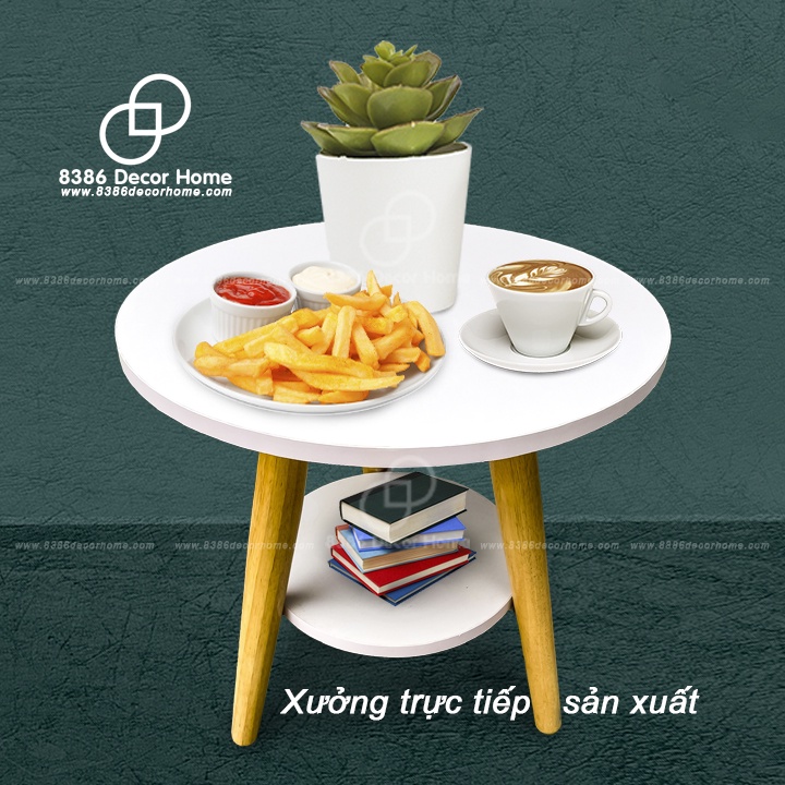 [GIÁ TẠI XƯỞNG] Bàn trà tròn 2 tầng đa năng, bàn sofa gỗ mini Phong Cách Bắc Âu Đơn Giản Cho Phòng Khách, quán cafe