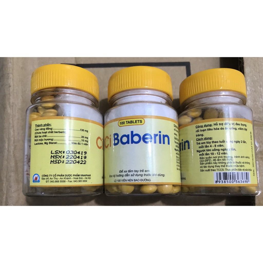CI BABERIN Vinaphar - Dùng trong các trường hợp: nhiễm trùng đường ruột, tiêu chảy, lỵ