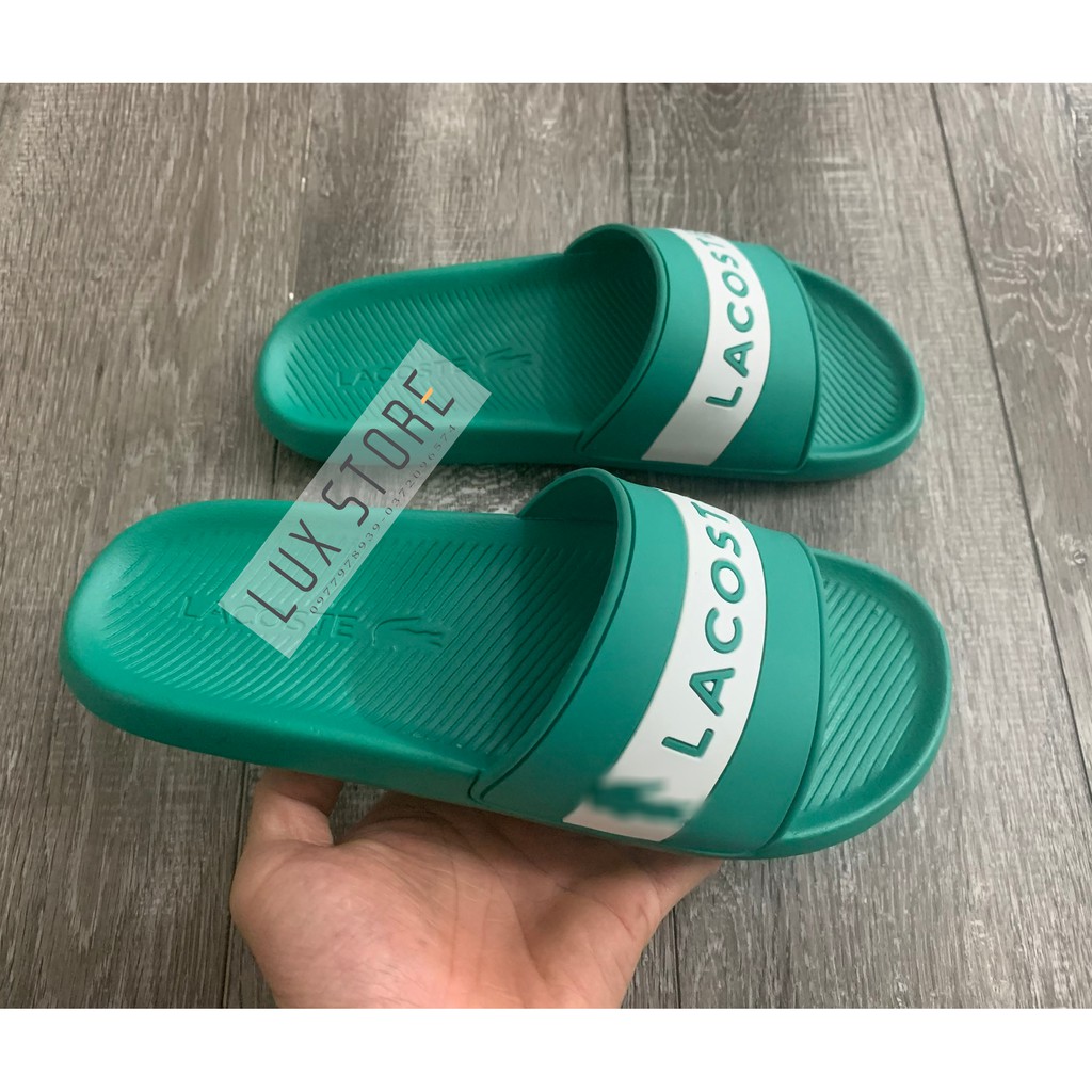 Dép quai ngang lacoste, dép unisex dáng thể thao chống nước full box - Lux Store