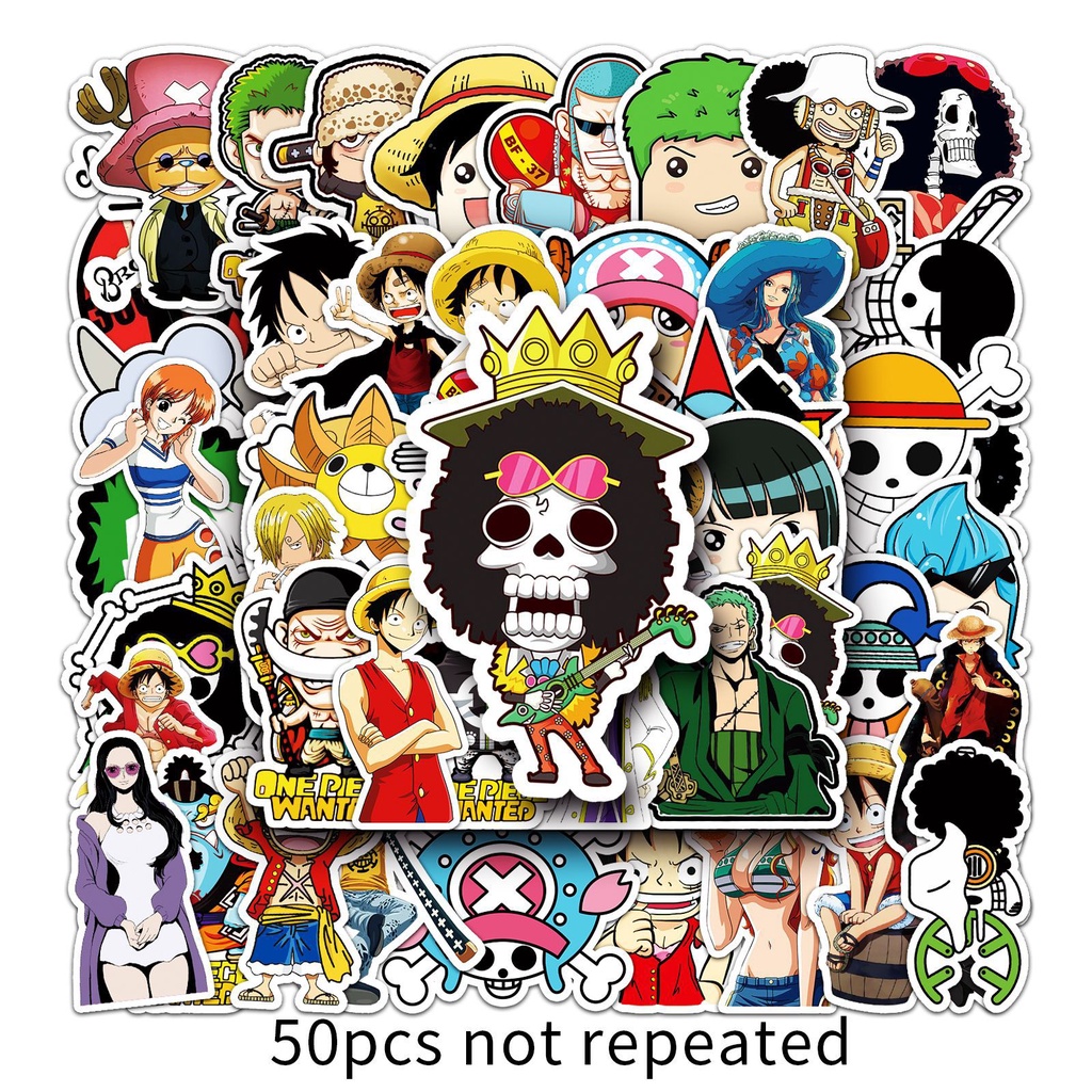 Combo 30 Sticker Chống Nước Decal Dán Điện Thoại Laptop Mũ Bảo Hiểm Vali Guitar Bình Nước Sổ Tay [ONE PIECE]