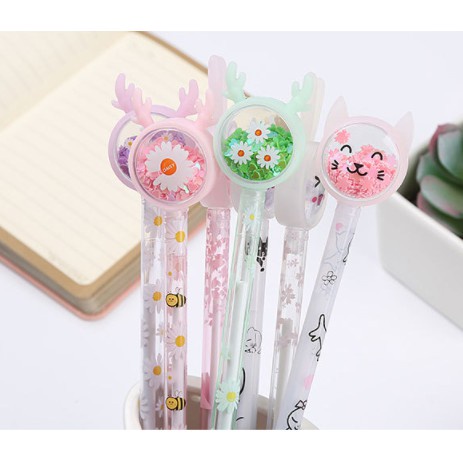 Bút Viết Gel Tai Mèo, Tai Thỏ Kim Tuyến Nhũ Lấp Lánh Nhiều Màu Giá Rẻ Bút Bi Văn Phòng Phẩm Tiện Lợi