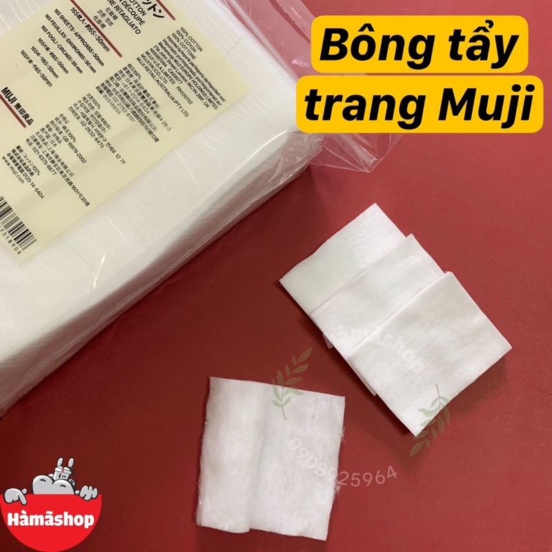 Bông tẩy trang MUJI - không tẩy organic 180 miếng Xách tay nguyên thùng - gói nguyên không xẹp