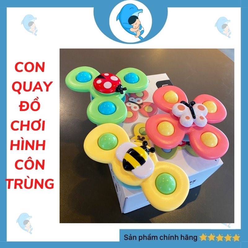 Set 3 Con Quay Đồ Chơi Spinner Hình Côn Trùng Vui Nhộn Có Đế Bám Dính Cho Bé Chơi Tự Lập