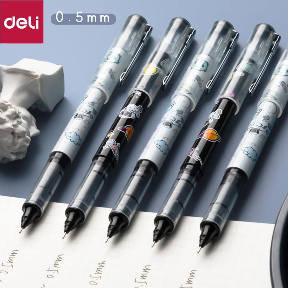 Bút gel phi hành gia astronut Deli - màu đen - vỏ màu ngẫu nhiên - S873 [Deli]