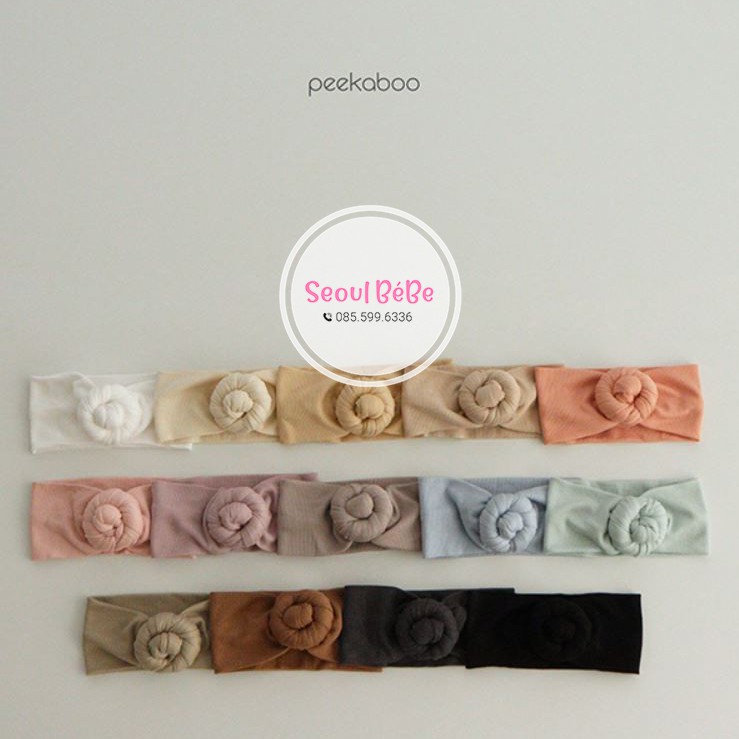 Turban búi cộc gân trơn Peekaboo 2021 nội địa Hàn