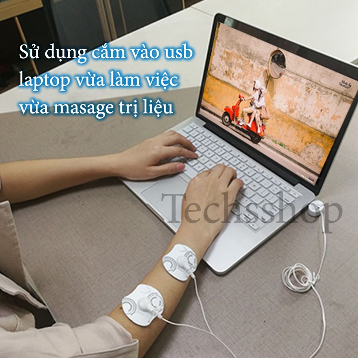 Máy massage xung điện mini - Usb massage trị liệu 2 miếng dán nhỏ gọn tiện lợi