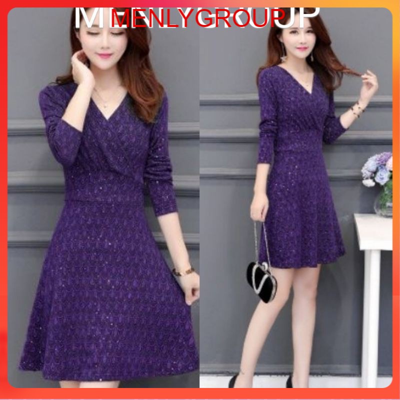 ĐẦM XOÈ CỔ ĐẮP CHÉO SANG TRỌNG