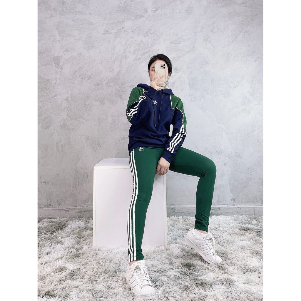 (HÀNG XUẤT XỊN) Quần legging das xanh 3 sọc 487 3-STRIPES LEGGING GREEN Made in Cambodia full tag code  SIZE S M l