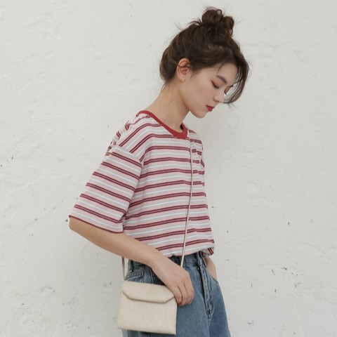 Women's Fashion Summer Casual T Shirt Short Sleeve O-Neck Korean Style Striped Loose Tee