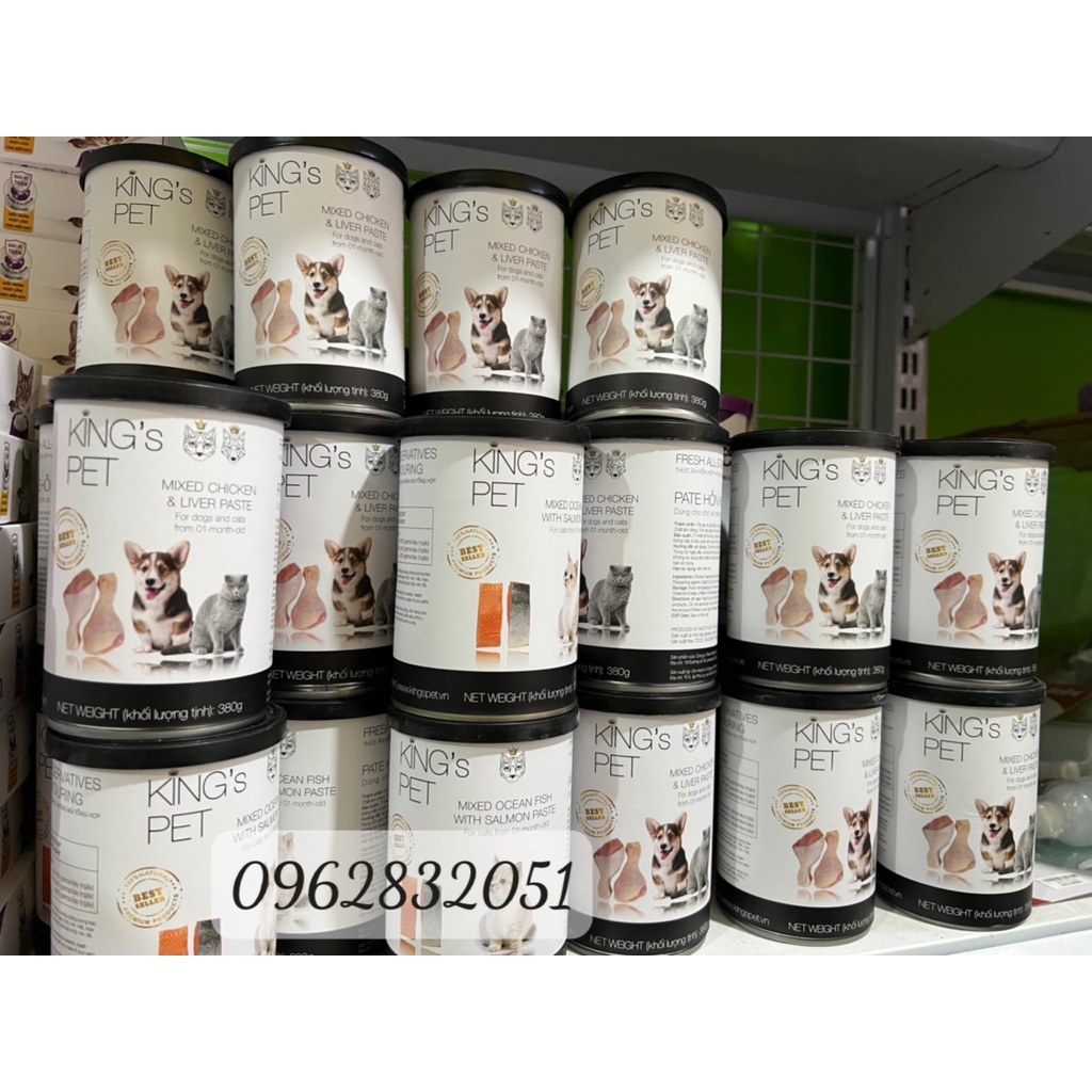 Pate cho chó mèo King’s Pet ⚡CHỈ 1 NGÀY⚡ - Thức ăn cho chó mèo từ 1 tháng tuổi 380g/lon - PET &amp; JOI