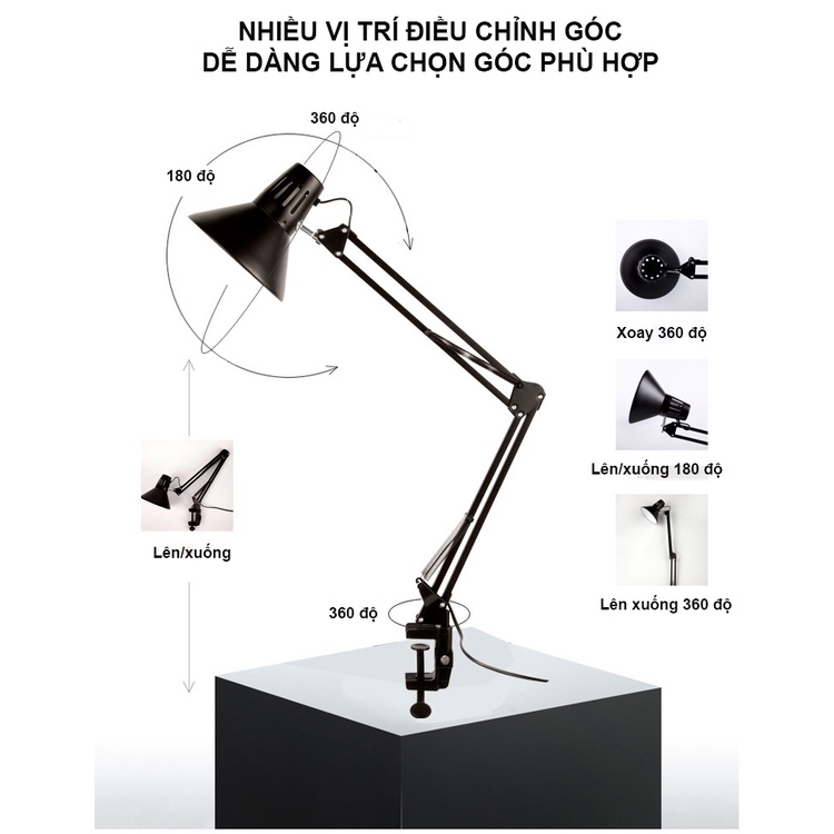 Đèn kẹp cổ điện chóa tam giác sang trọng, đèn pixar decor