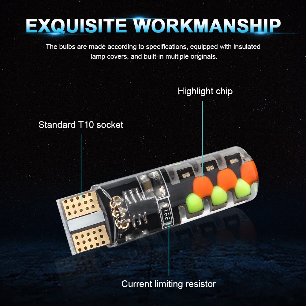 Set 2 Đèn Led T10 T10 COB 12 SMD RGB 501 Slde Llght Dành Cho Ô Tô