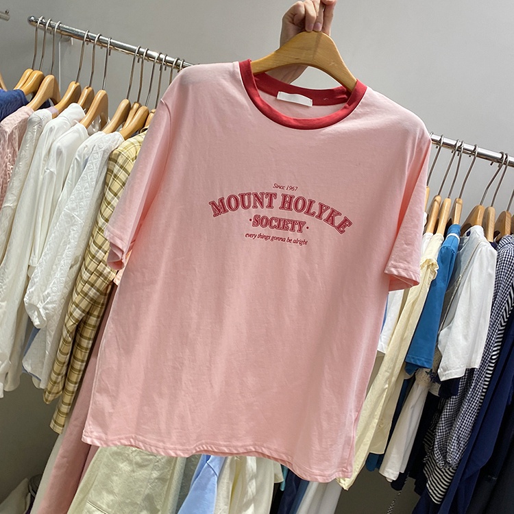 SUXI Áo Thun Tay Ngắn In Chữ Thiết Kế Mới Thời Trang Mùa Hè Theo Phong Cách Hàn Quốc Cho Nữ