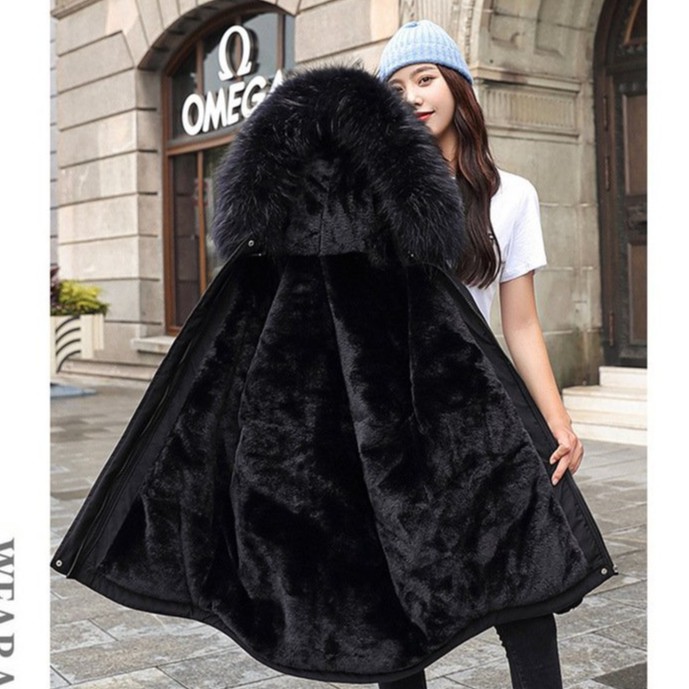 {Karul}Áo khoác nữ Parka mũ lông lót nỉ mềm phong cách hàn quốc mẫu mới có dây chiết eo. | BigBuy360 - bigbuy360.vn