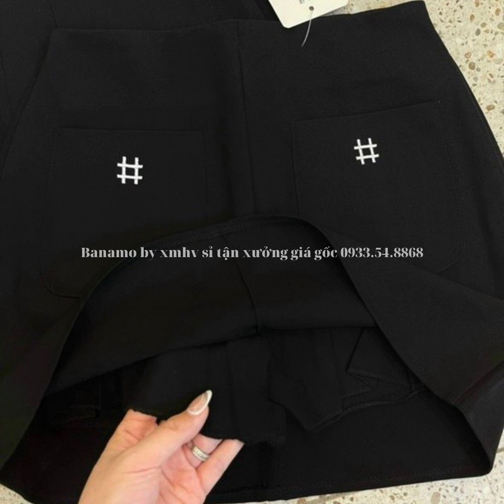 Chân váy nữ thêu hashtag chất tuyết mưa siêu đẹp thời trang Banamo Fashion váy nữ thêu hashtag 5344