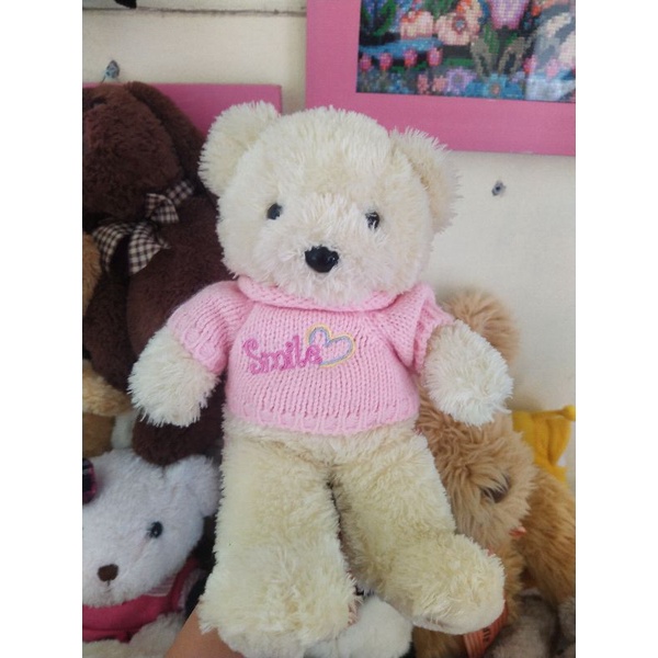 gấu teddy áo hồng màu kem