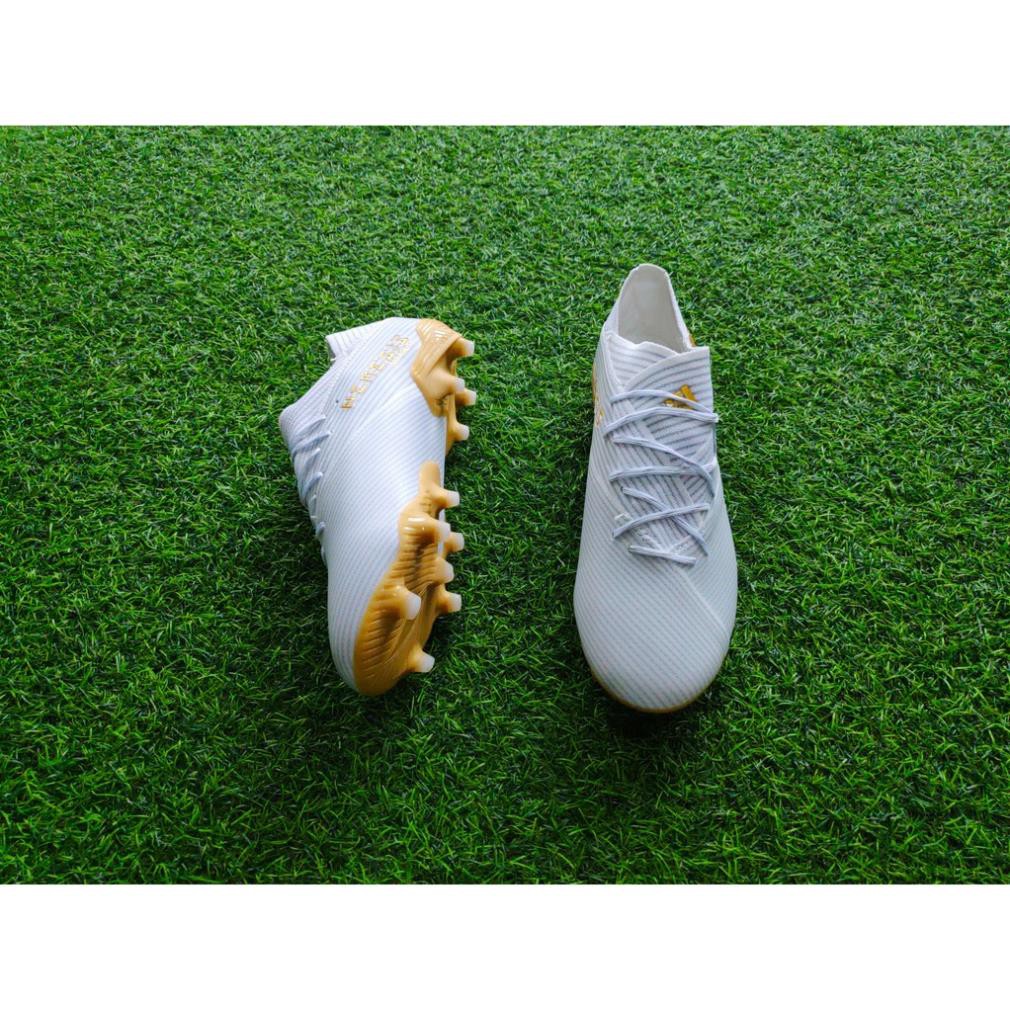 Tết ĐẠI TIỆC 12-12 Giày đá bóng Adidas Nemeziz 19.1 FG (Trắng vạch vàng) Sút Mạnh new ☑ ! 🌺 * . ｡