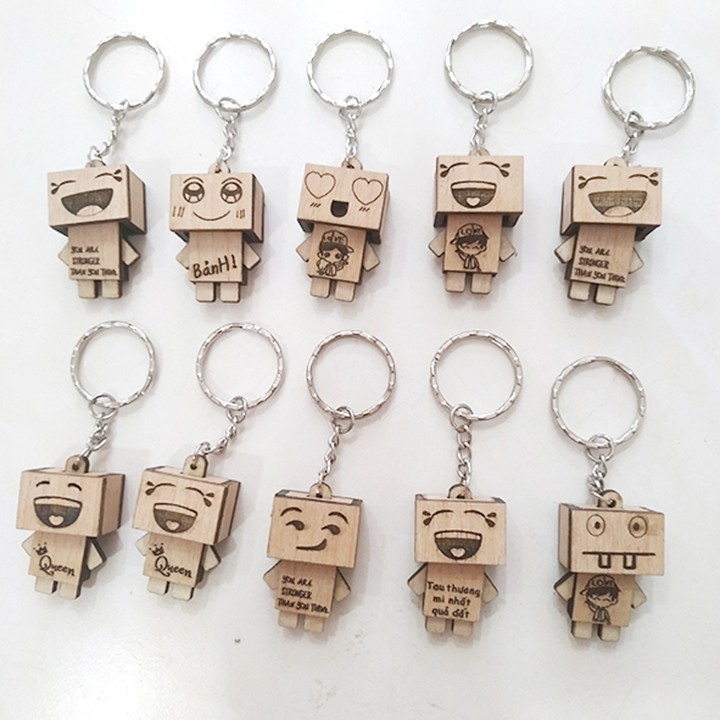 Combo 44 móc khóa người gỗ Danbo (Sỉ 9k)