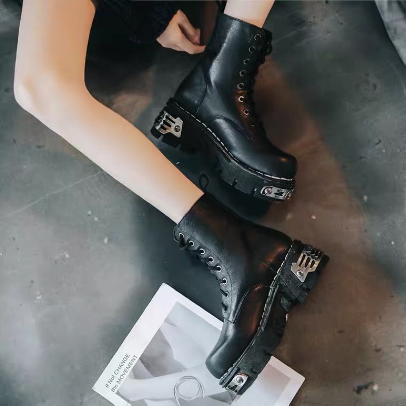 (size nam)Giày da cao cổ đế ghim size nam to, boots đế thô, đế đóng sắt siêu khủng new rock (hàng order không có sẵn) | BigBuy360 - bigbuy360.vn