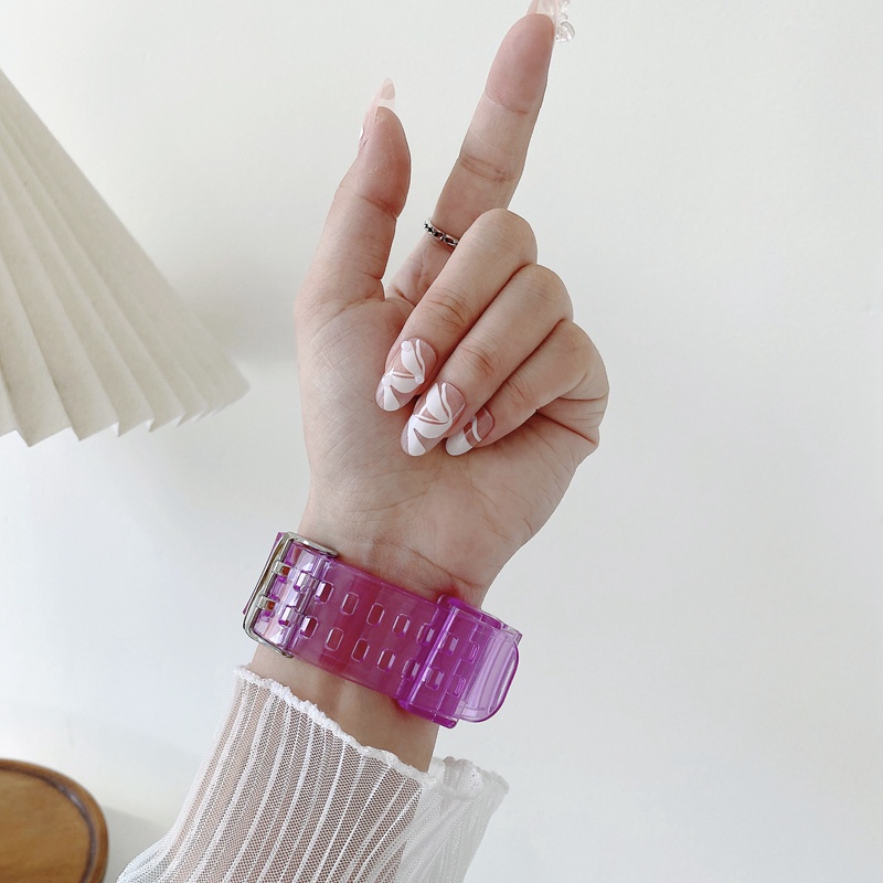 Dây Silicone Trong Suốt Đeo Thích Hợp Cho Đồng Hồ Thông Minh Apple Watch 7 6 SE 5 4 3 2 1 40mm 44mm 42MM 41MM 45MM