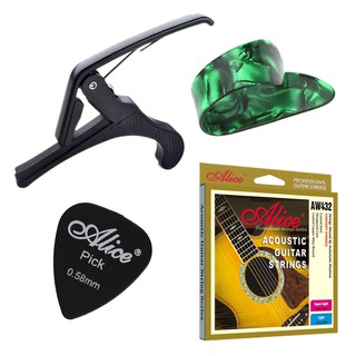 Combo Capo guitar + Dây đàn guitar acoustic AW432 + Móng cái + Miếng gảy đàn guitar