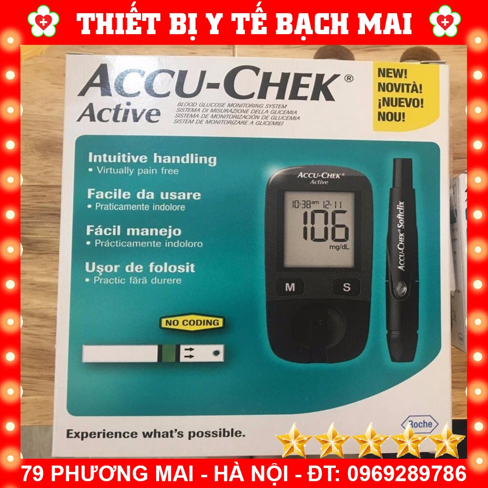 Máy Đo Đường Huyết Accu Chek Active + 10 Que,10 Kim