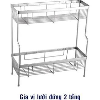 Kệ Đựng Gia Vị 03 Lưới 2 Tầng Inox 304 Chân Đứng