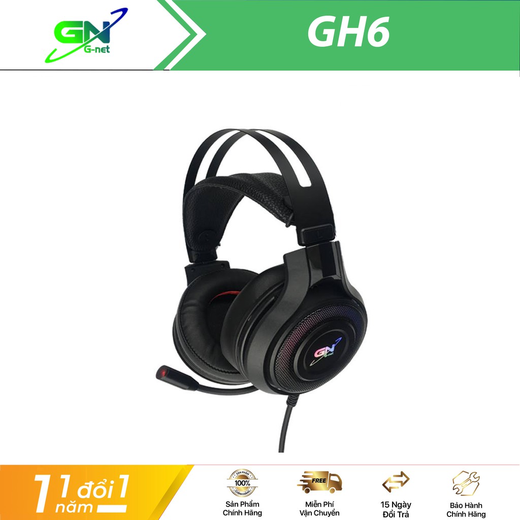 Tai nghe gaming G-Net GH6 Plus 7.1 - Có Rung - Cổng USB - Led RGB - Âm thanh giả lập 7.1 thumbnail