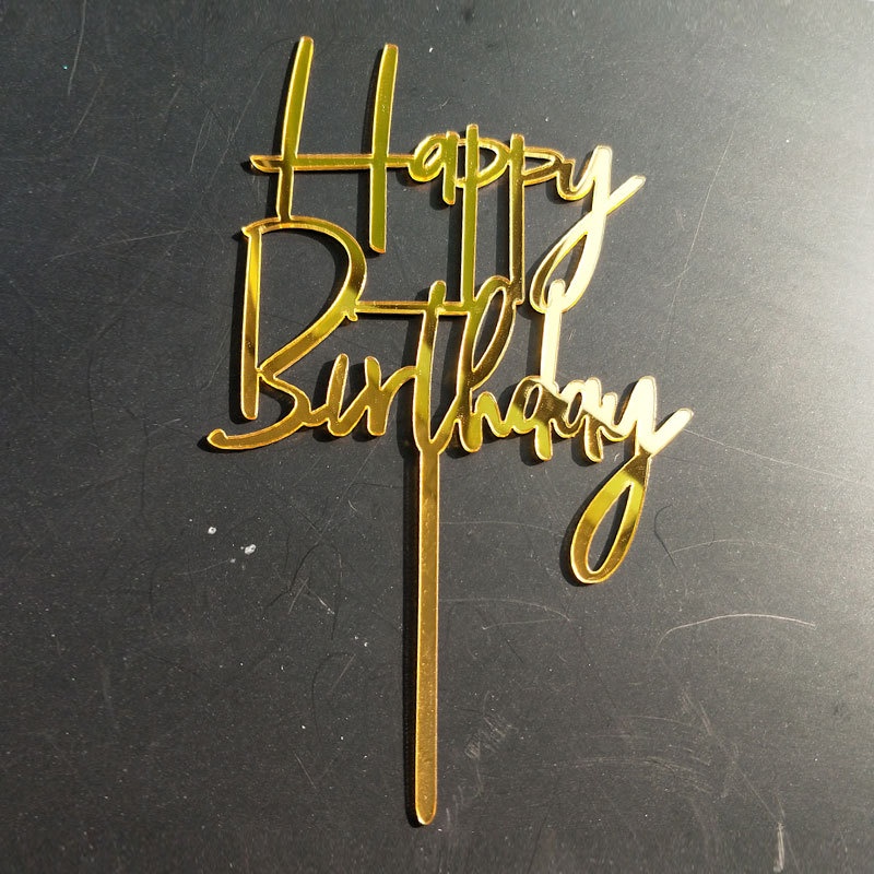 Que cắm chữ Mica trang trí bánh 'chúc mừng sinh nhật, HAPPY BIRTHDAY' - Pepper26 Shop