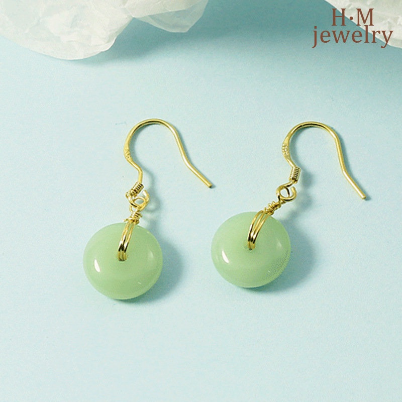 Bông Tai Ngọc Bích Hetian Trung Hoa Sang Trọng